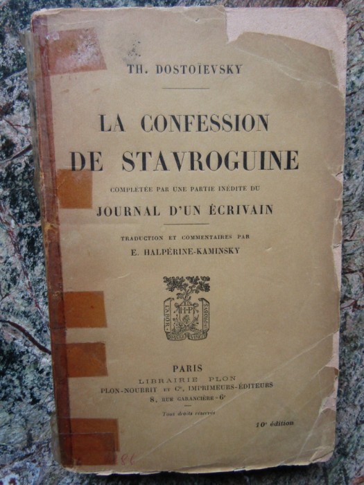 TH. DOSTOIEVSKY -LA CONFESSION DE STAVROGUINE
