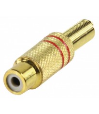 Mufa RCA mama protectie aurit metal inel rosu Valueline foto