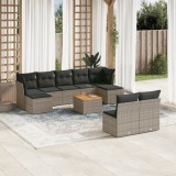 VidaXL Set mobilier de grădină cu perne, 10 piese, gri, poliratan