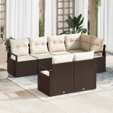VidaXL Set de canapele pentru grădină cu pernă 7 pcs Maro, Crem