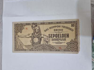 bancnota 1944 indiile olandeze ocup.jap. 10 r foto