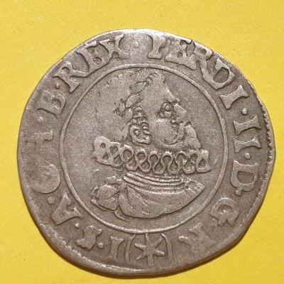 Austria 3 kreuzer 1624 Kutna Hora argint Ferdinand ll RaR foto