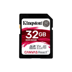 Card Kingston Canvas React SDHC 32GB Clasa 10 UHS-I U3 V30 100Mbs foto