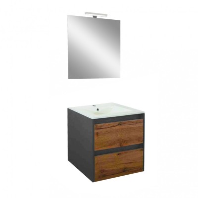 Mobilier complet de baie Porto Prime 60 &amp;icirc;n culoarea stejarului rustic antracit foto