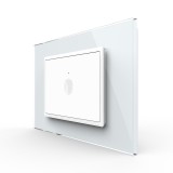 Cumpara ieftin Intrerupator simplu touch Livolo alb, rama din sticla, standard italian