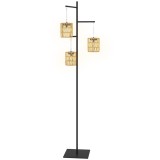 Outsunny Lampă de Exterior Solară cu 3 Lumini &icirc;n Stil Boho cu Bază Pătrată, 45x45x178 cm, Negru | Aosom Romania