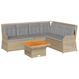 Set mobilier de gradina cu perne, 5 piese, bej, poliratan