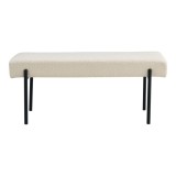 Cumpara ieftin Bancă Swindon, boucl&eacute;, albă, cu picioare negre, 100x36x42,5 cm