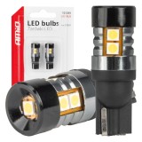 Bec LED Canbus T10 W5W 9 SMD 3030 White 12V 24V AMiO, lumina alba pentru lumini de pozitie, numar si iluminare interioara