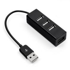 Hub USB, 4 Porturi, Compatibil USB 2.0 și USB 1.1, Culoare Negru