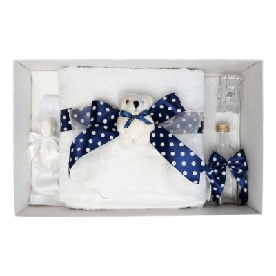 Trusou botez fundita bleumarin cu buline, cu ursulet, Denikos&amp;reg; 38 foto