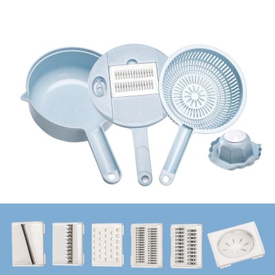 Razatoare multifunctionala flippy pentru legume, fructe, branzeturi, 10 piese, 27.6x8 cm, albastru foto