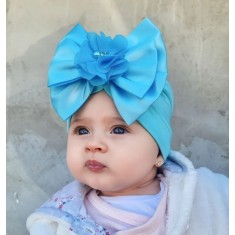 Caciulita tip turban cu funda din satin aplicata in fata (Marime Disponibila: