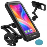 Suport telefon pentru ghidon bicicleta, folie tactila, rotire 360 grade, impermeabil