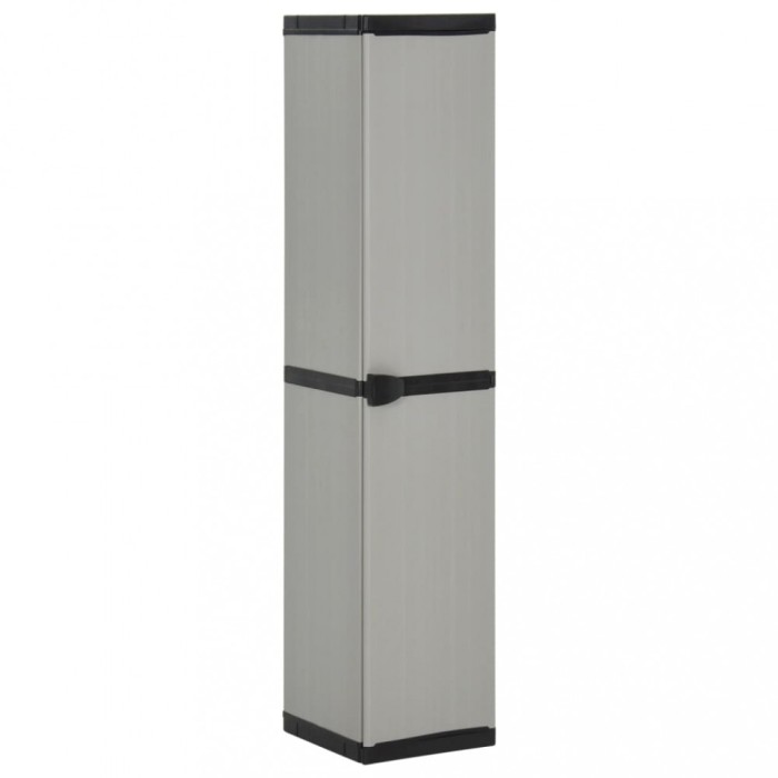 Gossi dulap depozitare de gradina, 3 rafturi, gri/negru, 34x40x168 cm