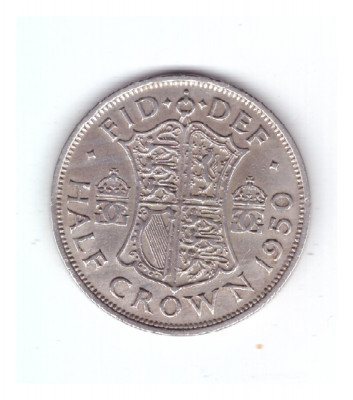 Moneda Anglia 1/2 / half crown 1950, stare buna, mic defect, curata foto