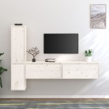 VidaXL Comode TV, alb, 4 buc., lemn masiv de pin