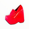 Pantofi Platformă EGO Wedge Penny Loafer Mock Croc, Magenta, Mărimea 38 EU, Piele sintetica