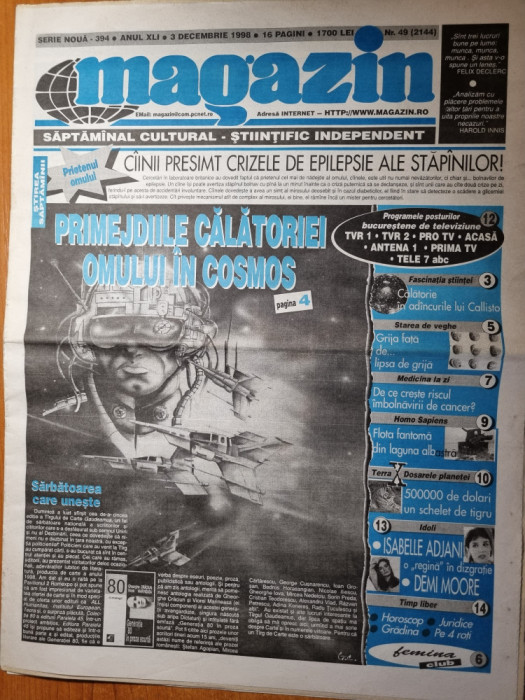 magazin 3 decembrie 1998-art demi moore,sandra bullok,cindy crawford,k.winster