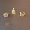 Set cercei rotunzi si pandantiv dreptunghiular cu zirconia - placat 14k