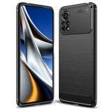 Husa pentru Xiaomi Poco X4 Pro 5G, Techsuit Carbon Silicone, Black