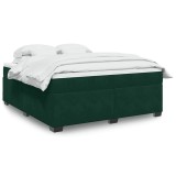 vidaXL Pat box spring cu saltea, verde &icirc;nchis, 180x200 cm, catifea 3285302
