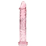 Dildo realist IBIZA Nebula Model 12, din sticlă borosilicată, lungime inserabilă 16 cm, diametru 3.5 cm, roz transparent