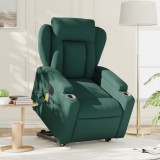 VidaXL Fotoliu electric masaj rabatabil / ridicare verde &icirc;nchis textil