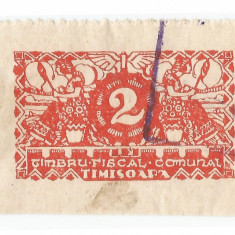 *Romania, lot 853 cu 1 timbru fiscal local Timisoara, 1923, oblit., eroare