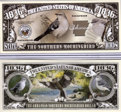 !!! SUA = FANTASY NOTE (TJ6) = ARKANSAS , THE NORTHERN MOCKINGBIRD - 2016 - UNC foto