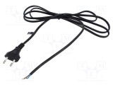 Cablu 2x0,75mm2 CEE 7/16 (C) cu mufă PVC 2m negru 2,5A POS