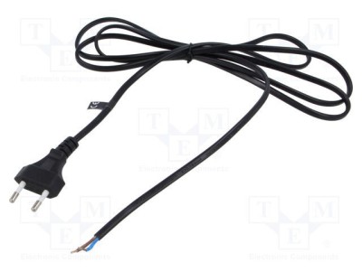 Cablu 2x0,75mm2 CEE 7/16 (C) cu mufă PVC 2m negru 2,5A POS foto
