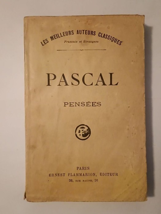 B. Pascal - Pensees (1926)