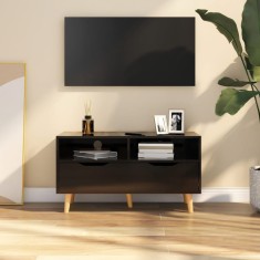 Comodă TV, negru extralucios, 90x40x48,5 cm, lemn prelucrat foto