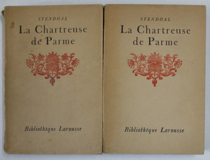 LA CHARTREUSE DE PARME par STENDHAL , DEUX VOLUMES , 1926