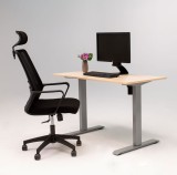 Birou reglabil electric LiftUp, inaltime reglabila, controler sus/jos, 1 motor, cadru gri, blat crem 120x60 cm, nou