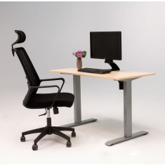 Birou reglabil electric LiftUp, inaltime reglabila, controler sus/jos, 1 motor, cadru gri, blat crem 120x60 cm, nou