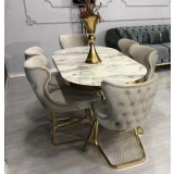 SET STELLA CREM CU AURIU MASA+6 SCAUNE