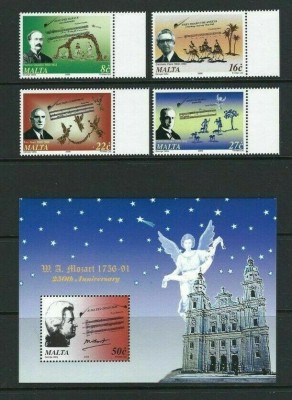 MALTA 2006 CRACIUN ,MUZICIENI CELEBRI SERIE COMPLETA + COLITA NESTAMPILATA foto