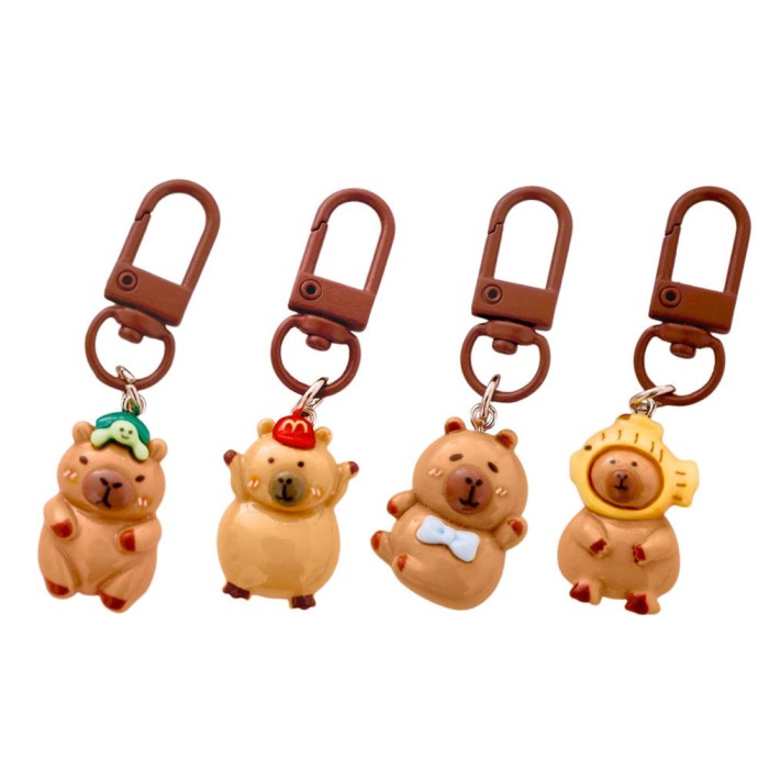 Set 4 mini brelocuri capibara, 3 cm, multicolor, Lean 27554