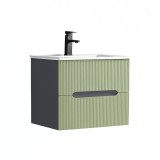 Trent 60 dulap de baie inferior cu chiuvetă ceramică (2 sertare) gri antracit-verde fistic