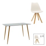 Cumpara ieftin Set dining Chloe-Caron, Pako World, 5 piese,, Natural, 120x70x75 cm
