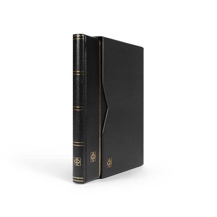 Leuchtturm Premium album pentru timbre 16 foi/32 pagini negre cu caseta , negru