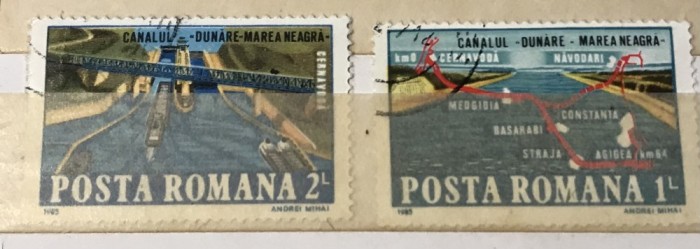 (3) Timbre Serii Romania Canalul Dunare Marea Neagra
