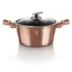 Oală marmorată cu capac 30 cm, 8 L Berlinger Haus BH 6194, Rose Gold Edition, antiaderentă și elegantă