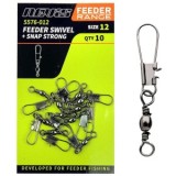 Agrafa cu Vartej Nevis Feeder Swivel + Snap Strong Nr.12, 10buc/pac