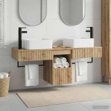 Cumpara ieftin Set dulap baie 3 buc. Stejar Artizanal 136 x 35 x 80 cm