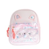 Rucsac roz cu buzunar transparent