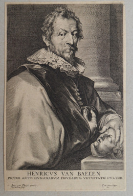 Anthony van Dick &amp;quot;Portretul lui Hendrik van Balen&amp;quot; gravura 1630-1645 foto