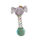 Jucarie Zornaitoare, forma Elefant cu bilute, 21 cm, ATU-087185, Multicolor, Textil, Oem